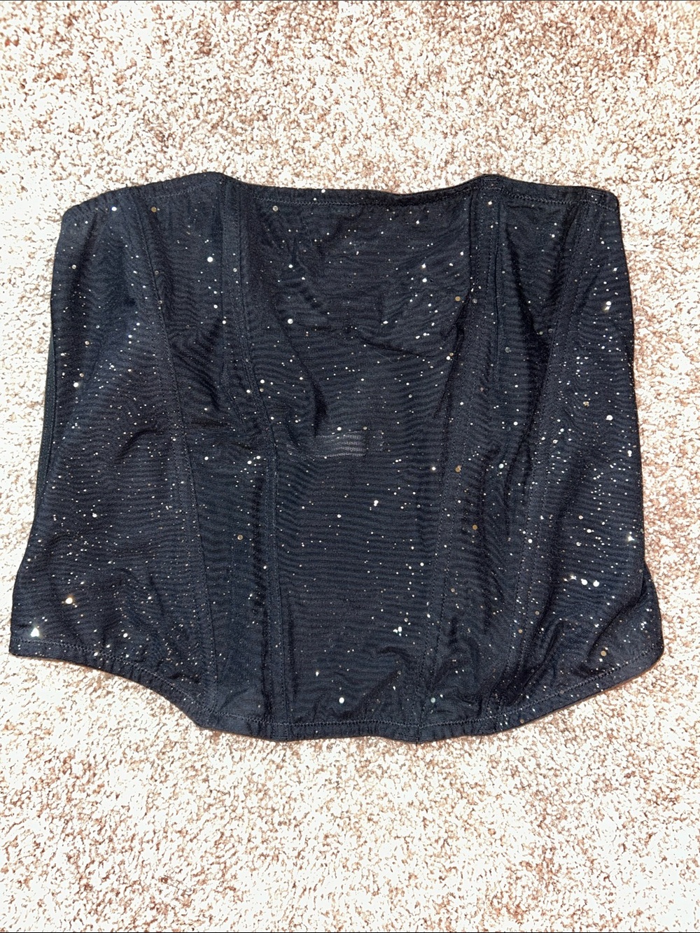 Auden Black Sparkle Strapless Corset Top